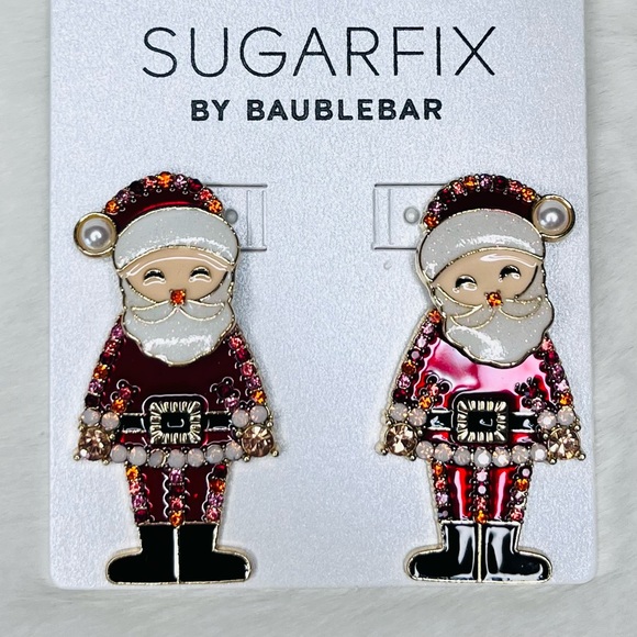 SUGARFIX by BaubleBar Santa Claus Christmas Earrings Statement Costume Jewelry - Picture 1 of 8
